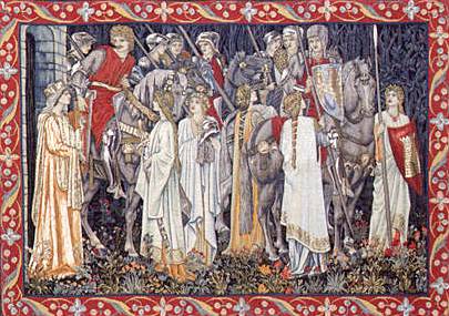 Tapestry: 'The Arming and Departure of the Knights of the Round Table on the Quest for the Holy Grail,'
            designed by Edward Burne-Jones